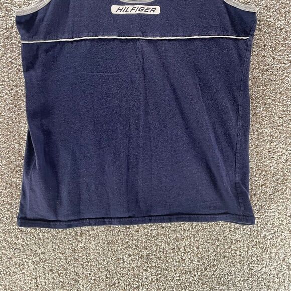 Vintage Tommy Hilfiger Athletics Shirt Mens Medium Blue Tank Top USA Made Logo - Picture 3 of 10